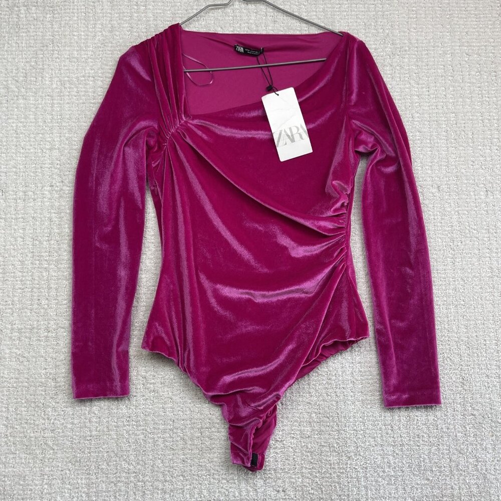 Zara Pink Velvet Bodysuit